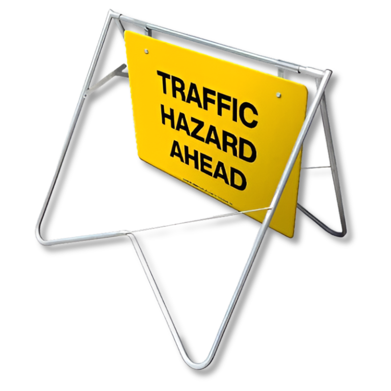 900 x 600mm Traffic Hazard Ahead Swing Stand & Sign