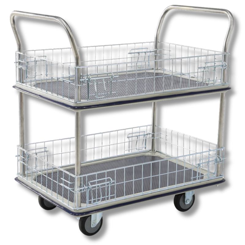 920 x 620mm 2 Tier Multi Purpose Cage Platform Trolley-Hammerox Industrial