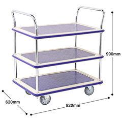 920 x 620mm 3 Tier Multi Purpose Platform Trolley-Hammerox Industrial