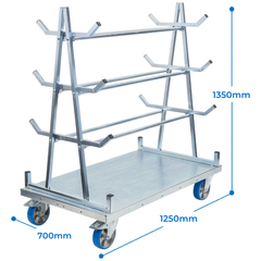 A Frame Panel Cart with Trestle Racks & Polyurethane Castors-Hammerox Industrial
