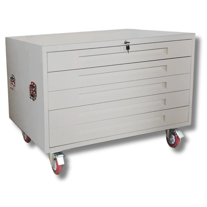 A0 5 Drawer Architect Plan Filing Cabinet with Wheels - Grey
