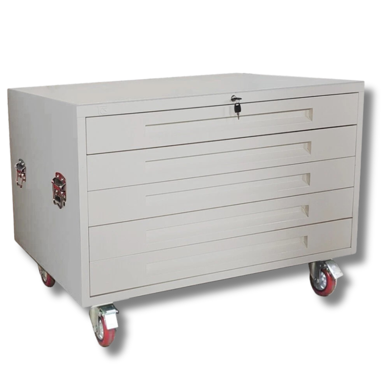 A1 5 Drawer Architect Plan Filing Cabinet with Wheels - Grey