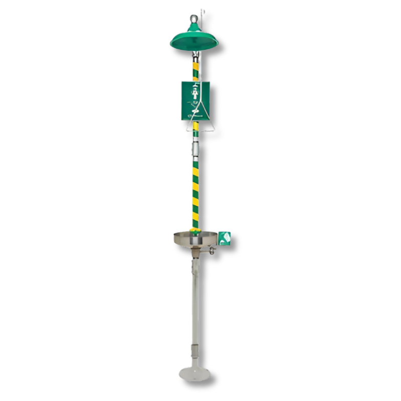 AS4775 Emergency Safety Shower & Eye Face Wash Stainless Steel Pipe Green ABS Bowl & Inline Strainer
