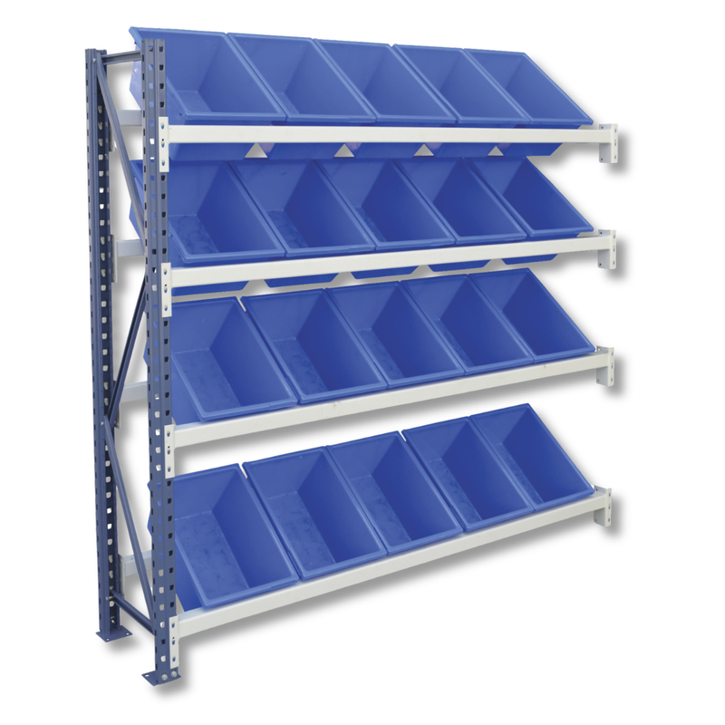 Access Plastic Bin Rack Add On Bay with 20 Blue Bins-Hammerox Industrial