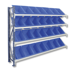 Access Plastic Bin Rack Add On Bay with 28 Blue Bins-Hammerox Industrial