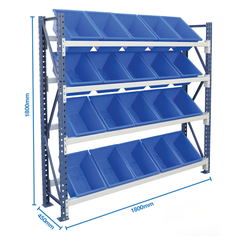 Access Plastic Bin Rack with 20 Blue Bins-Hammerox Industrial