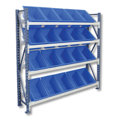 Access Plastic Bin Rack with 20 Blue Bins-Hammerox Industrial