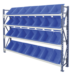 Access Plastic Bin Rack with 28 Blue Bins-Hammerox Industrial
