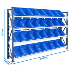 Access Plastic Bin Rack with 28 Blue Bins-Hammerox Industrial