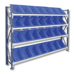 Access Plastic Bin Rack with 28 Blue Bins-Hammerox Industrial