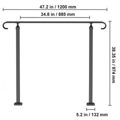 Adjustable Outdoor Handrail 2-3 Step - Black