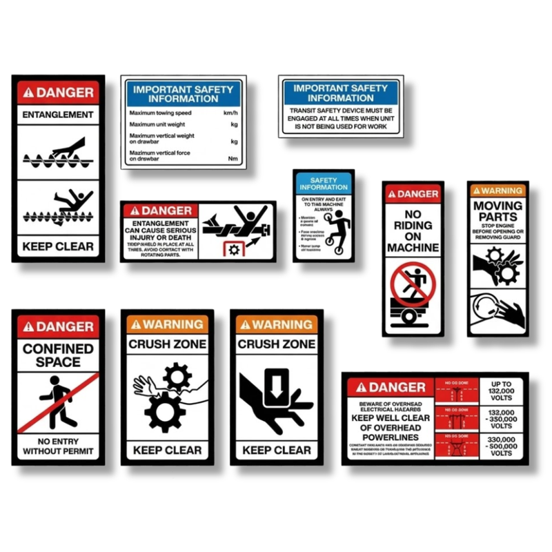 Air Seeder Cart Safety Sticker Pack