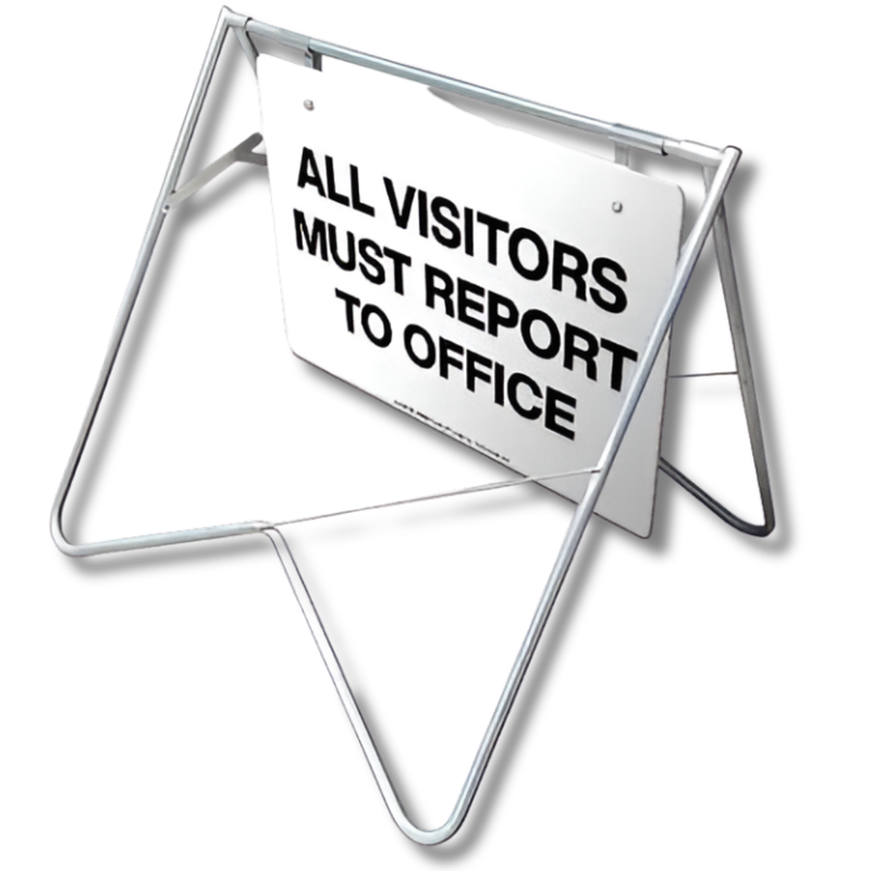 All Visitors Must Report to Office Swing Stand & Sign