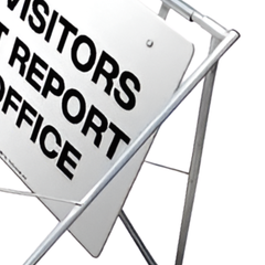 All Visitors Must Report to Office Swing Stand & Sign