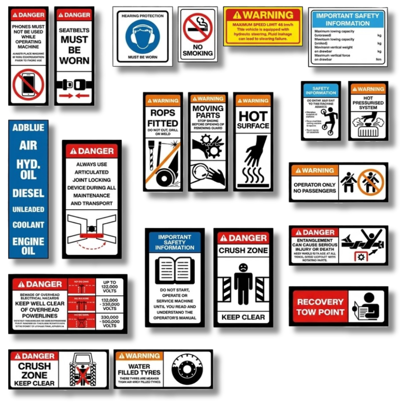 Articulated Agricultural Tractor Safety Sticker Pack