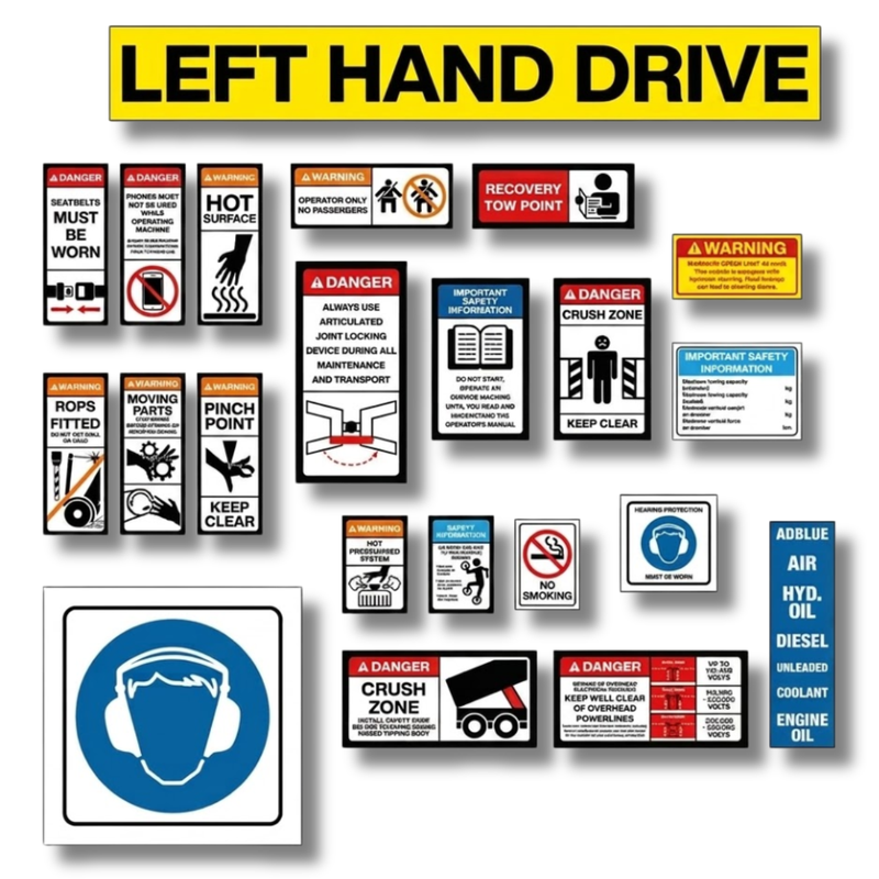 Articulated Dump Truck Safety Sticker Pack