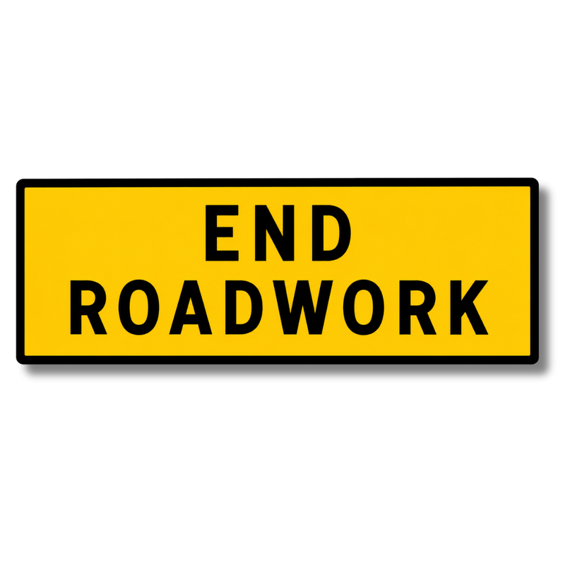 1800 x 600mm Boxed Edge End Roadwork Sign
