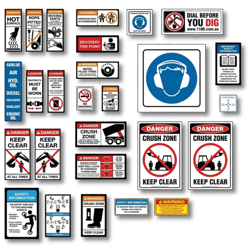 Backhoe Loader Safety Sticker Pack