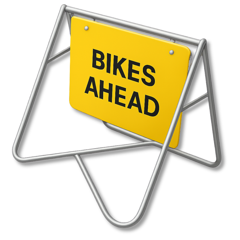 Bikes Ahead Swing Stand & Sign
