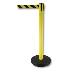Black & Yellow Retractable Belt Safety Barrier
