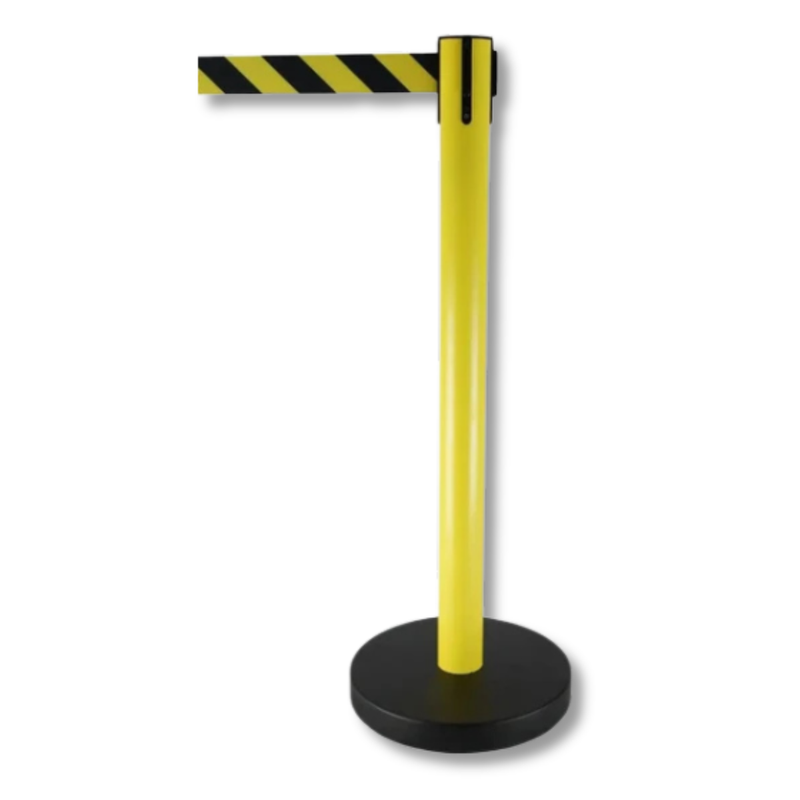 Black & Yellow Retractable Belt Safety Barrier