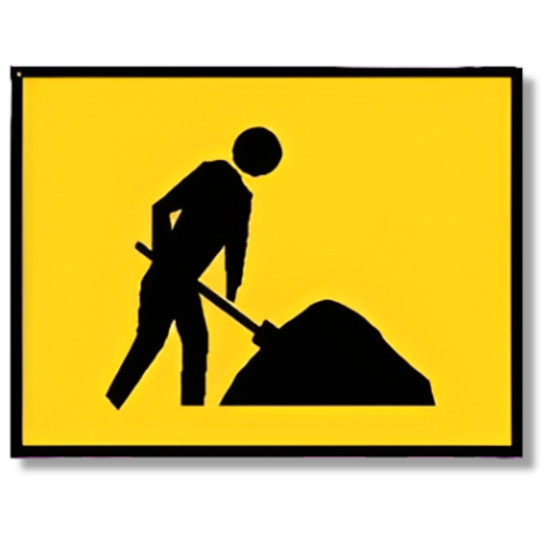 Boxed Edge Digger Symbol Yellow Sign