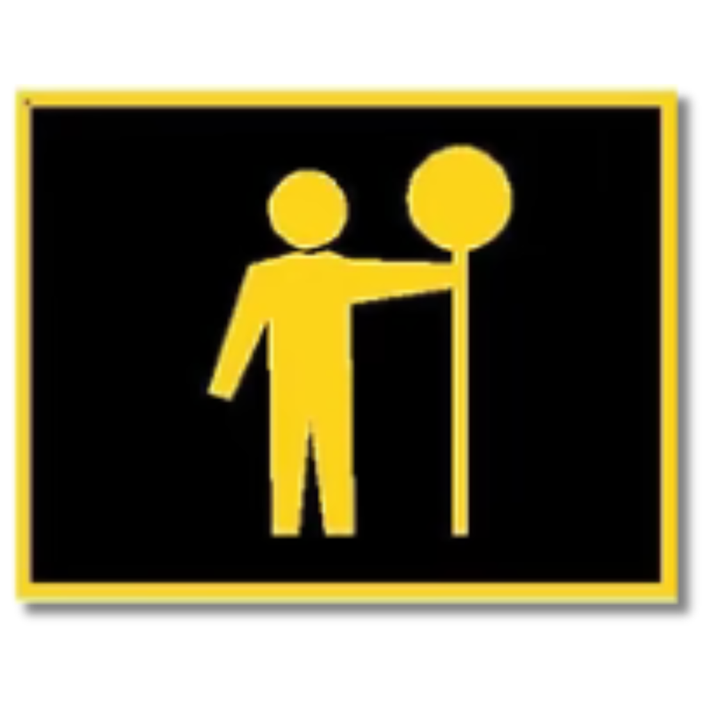Boxed Edge Flagman Symbol Night Work Sign