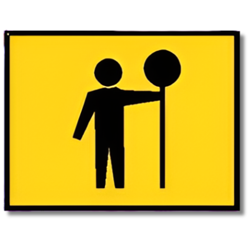 Boxed Edge Flagman Symbol Yellow Sign