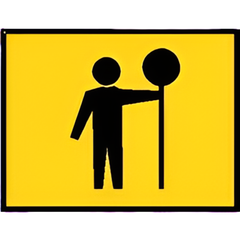 Boxed Edge Flagman Symbol Yellow Sign