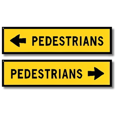 Boxed Edge Pedestrians Left or Right Arrow Sign