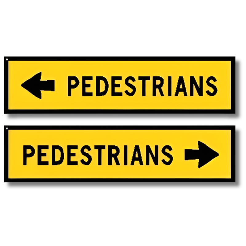 Boxed Edge Pedestrians Left or Right Arrow Sign