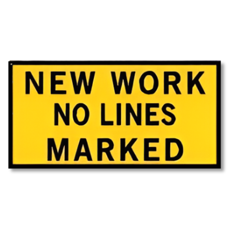 Boxed Edge Road Sign Work No Lines Marked