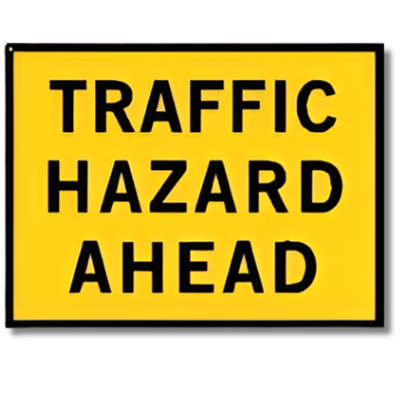 Boxed Edge Traffic Hazard Ahead Sign