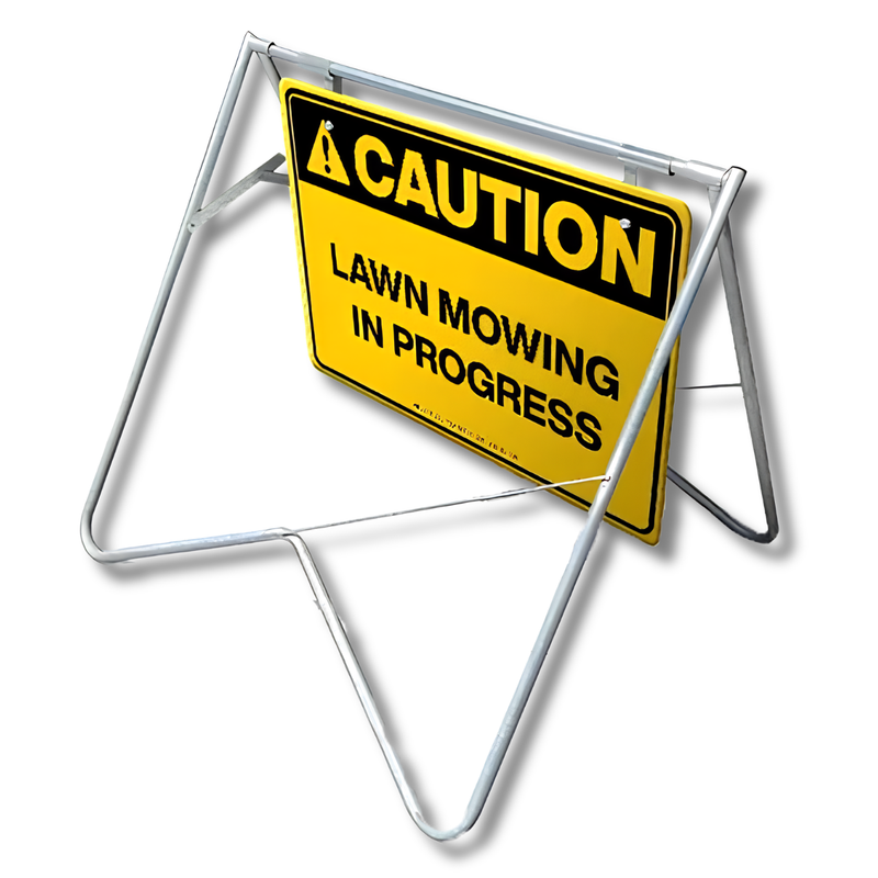 Caution Lawn Mowing in Progress Swing Stand & Sign