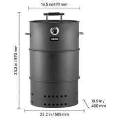 Charcoal Smoker Grill Barrel BBQ with Hanging Hooks & Grates-Hammerox Industrial