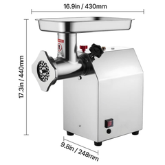 Commercial Electric Meat Grinder 9.2lb/min with Sausage Stuffer