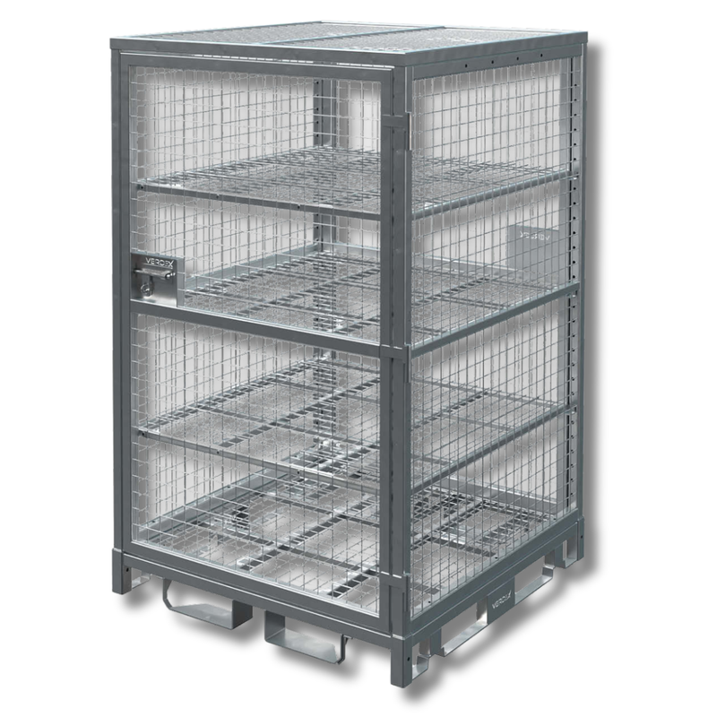 Configurable Full Height Lockable Storage Cage with Shelves-Hammerox Industrial