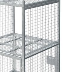 Configurable Full Height Lockable Storage Cage with Shelves & Stacking Roof-Hammerox Industrial
