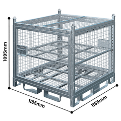 Configurable Standard Height Lockable Storage Cage with Shelves & Stacking Roof-Hammerox Industrial
