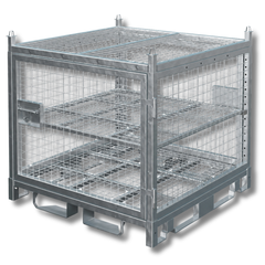 Configurable Standard Height Lockable Storage Cage with Shelves & Stacking Roof-Hammerox Industrial