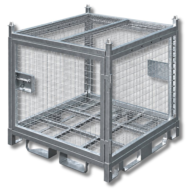 Configurable Standard Height Lockable Storage Cage with Stacking Roof-Hammerox Industrial