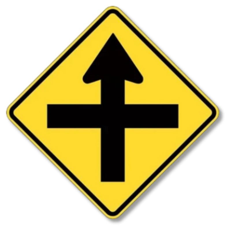 Cross Road Sign Class 1 Reflective 600 x 600mm