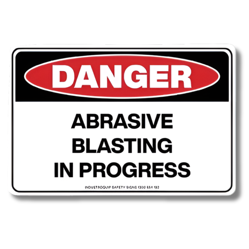Danger Abrasive Blasting in Progress Swing Stand Sign