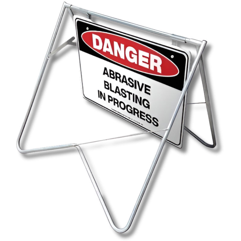 Danger Abrasive Blasting in Progress Swing Stand & Sign