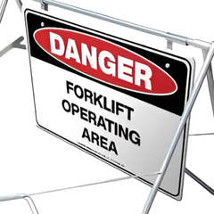 Danger Forklift Operating Area Swing Stand & Sign