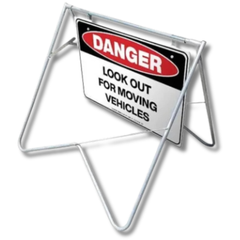 Danger Look Out for Moving Vehicles Swing Stand & Sign