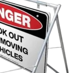 Danger Look Out for Moving Vehicles Swing Stand & Sign