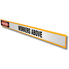 Danger Workers Above Plastic Barrier Board