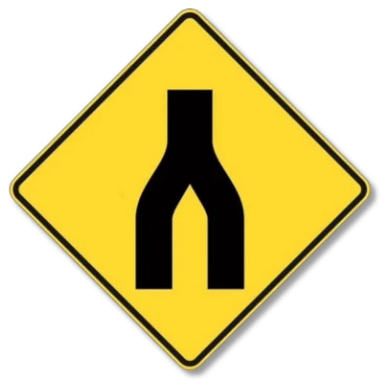 Divided Road Ends Sign Class 1 Reflective 600 x 600mm