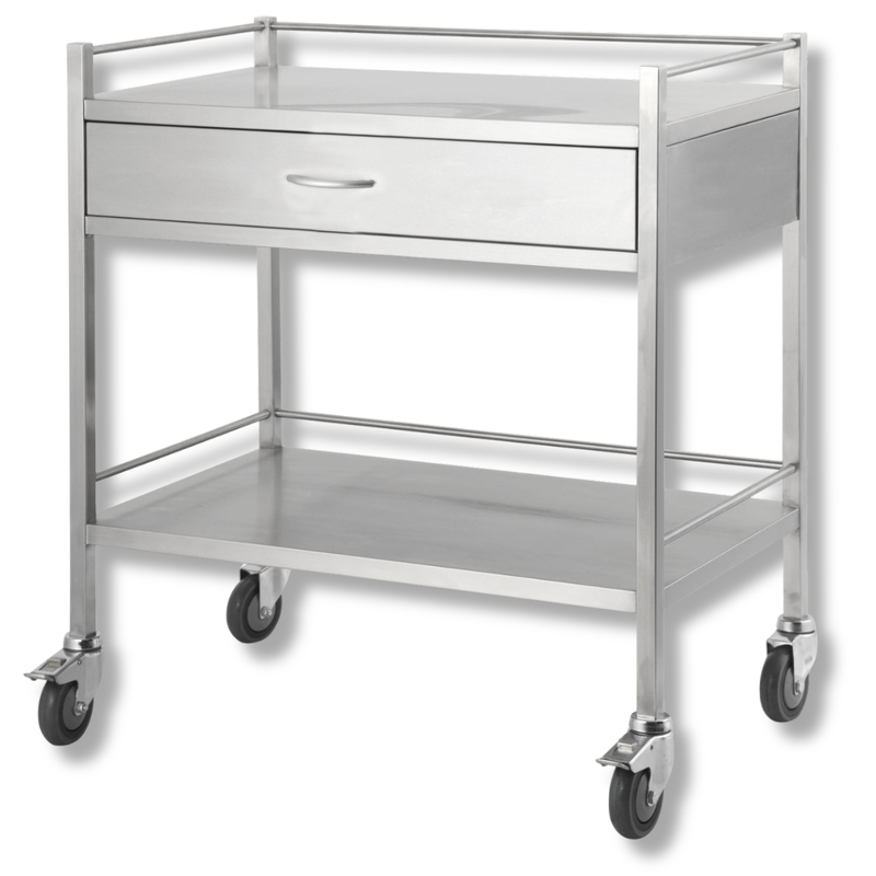 Double Stainless Steel Instrument Trolley with 1 Drawer-Hammerox Industrial